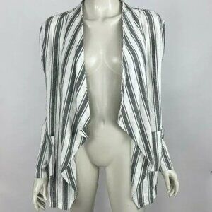 Sanctuary Open Front Cardigan Patch Pocket Trench Stripe Long Sleeve Women S NWT